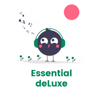 un pájaro con auriculares con el nombre del programa