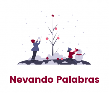 Nombre del programa con niños jugando con la nieve