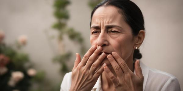 Persona que presenta temblor en las manos debido a la ataxia